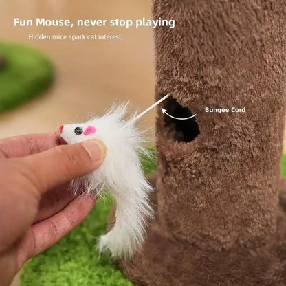 39-Inch Interactive Cat Scratching Post with Stylish Artificial Plant - 4-in-1 Cat Tree Tower for Play and Scratching - Modern Sisal Scratcher with Toy Balls and Dangling Ball for Your Indoor Cat