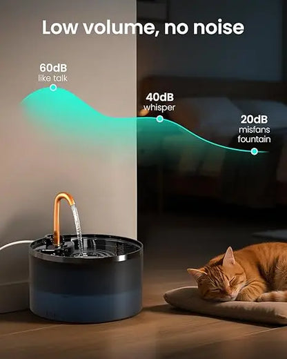 Cat Water Fountain: Dog Bowl Fountains - Automatic Pet Dispenser - Dogs Drinking Waterer Bowls Indoor - Auto Watering Dish Supplies - Easy Cleaning Animal Machine - Quiet 67Oz/2L Kitty Drink Fountain