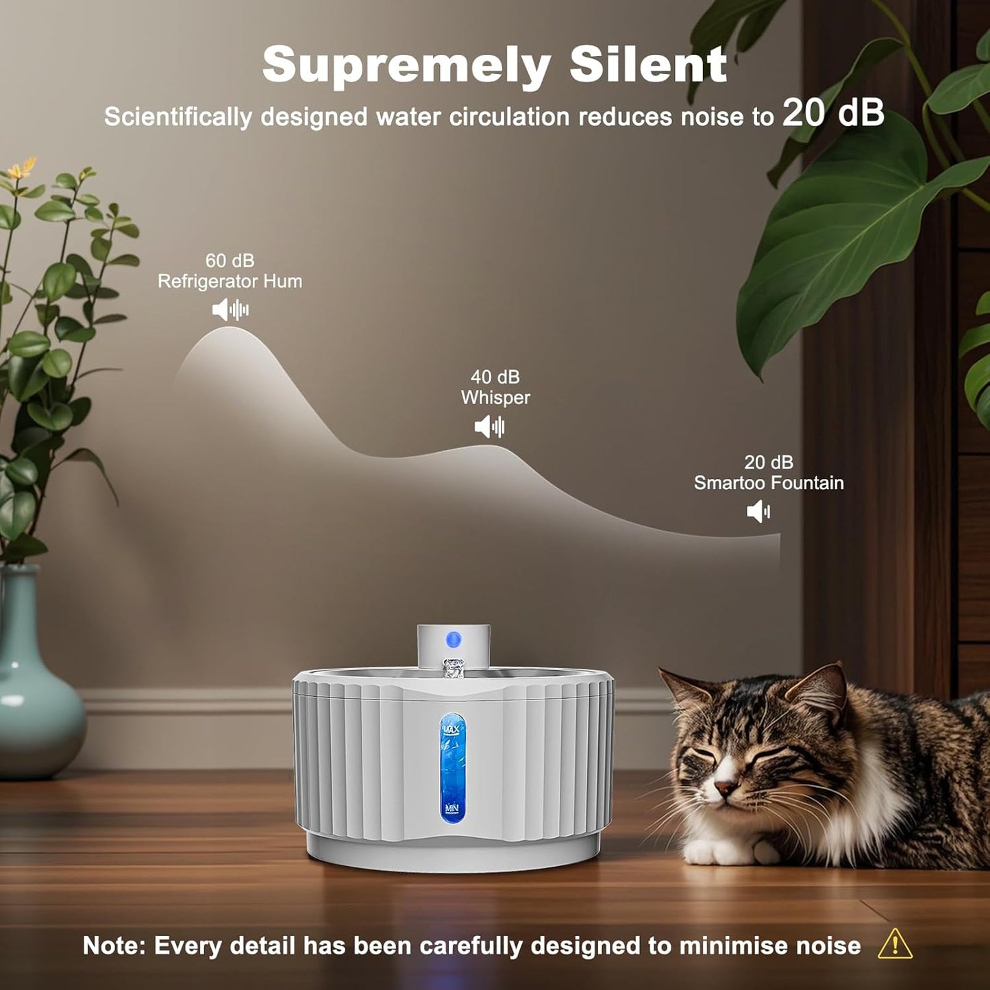 Wireless 2.8L Cat Water Fountain with Motion Sensor and 4000mAh Battery, Includes Replacement Filters