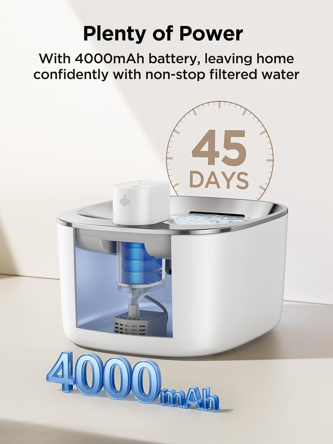 Wireless Cat Water Fountain with Motion Sensor – FEELNEEDY 4L, Quiet, Stainless Steel, 2 Filters, Ideal for Cats and Small Dogs, 4000mAh Battery Powered