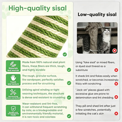39-Inch Interactive Cat Scratching Post with Stylish Artificial Plant - 4-in-1 Cat Tree Tower for Play and Scratching - Modern Sisal Scratcher with Toy Balls and Dangling Ball for Your Indoor Cat